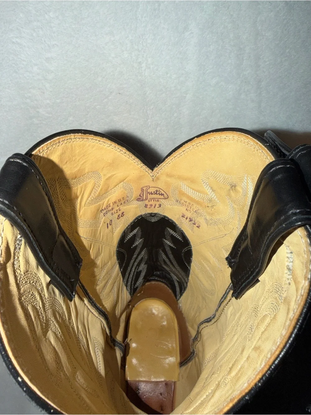 Vintage Justin Black Lizard Print Leather Western 10EE Cowboy Boots